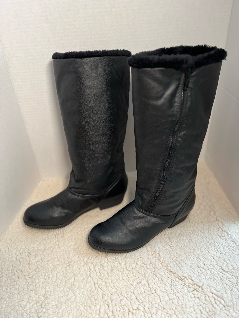 VTG Naturalizer Faux Fur Lined Tall Winter Black Boots Size 9M